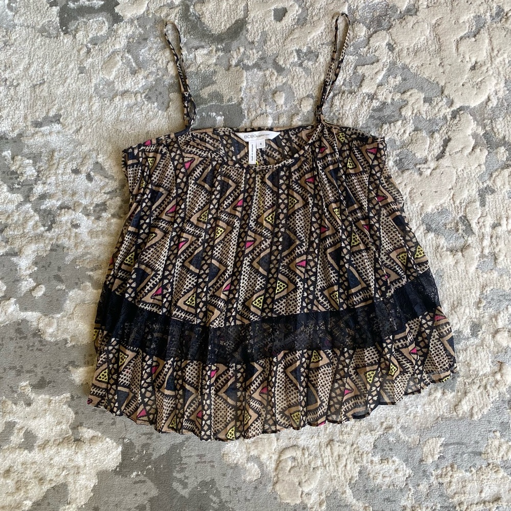 BCBG Flowy Sheer Tank Top